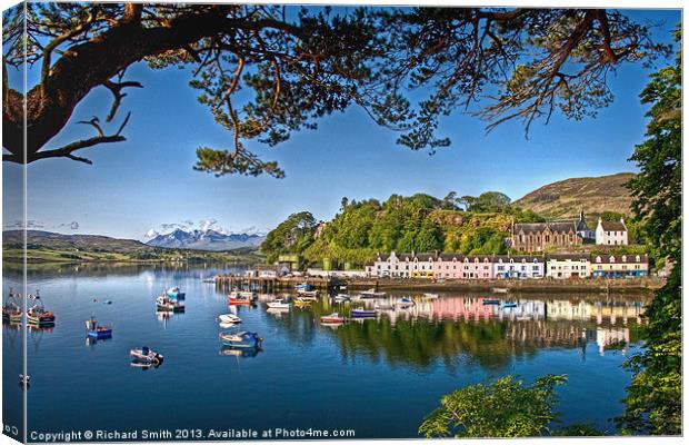 Portree pier from Cuddy Point Canvas Print by Richard Smith