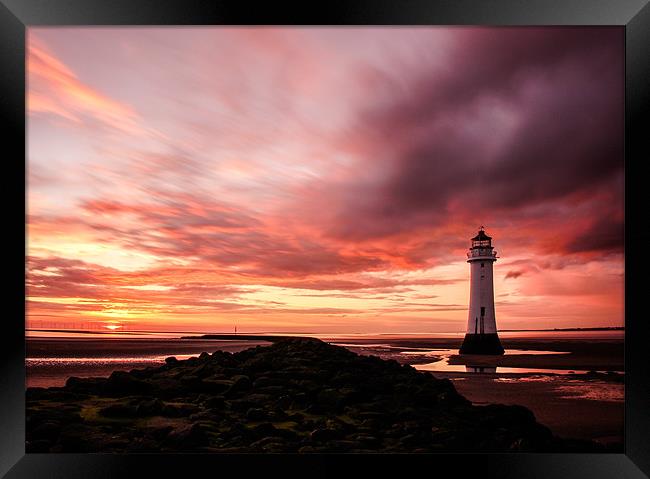 Perch Rock Sunset Framed Print by Jed Pearson