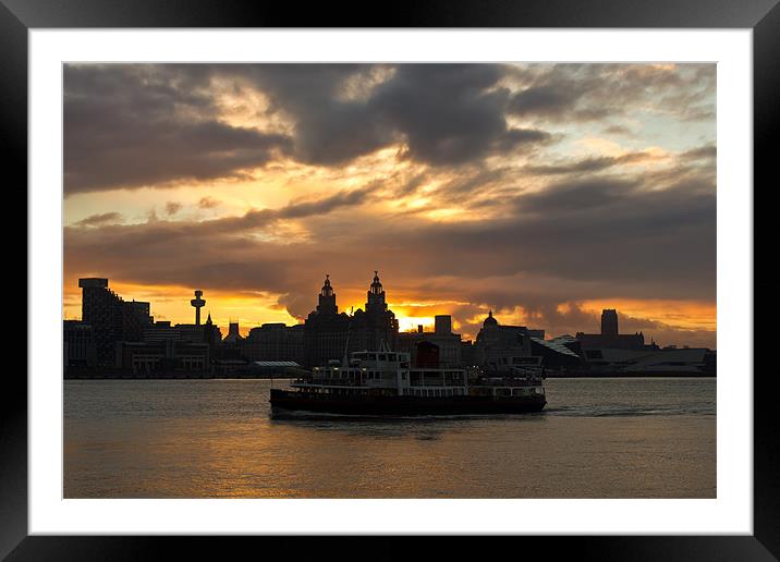 Mersey Ferry Sunrise Framed Mounted Print by Paul Farrell Photography