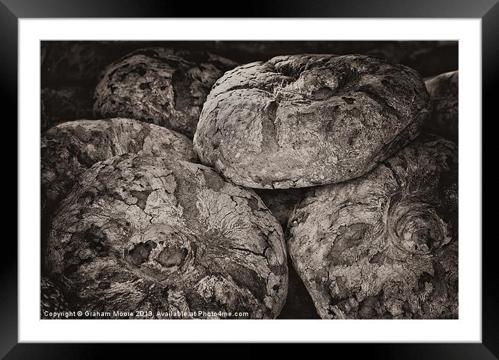 Rustic bread loaves Framed Mounted Print by Graham Moore