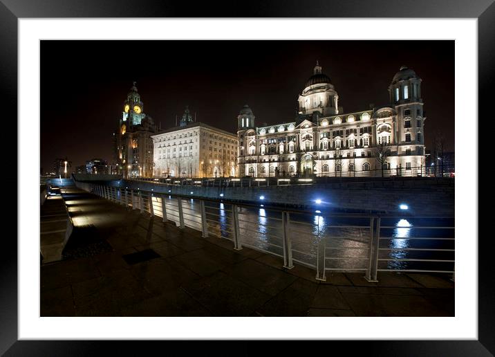 The Three Graces Liverpool Skyline Framed Mounted Print by raymond mcbride