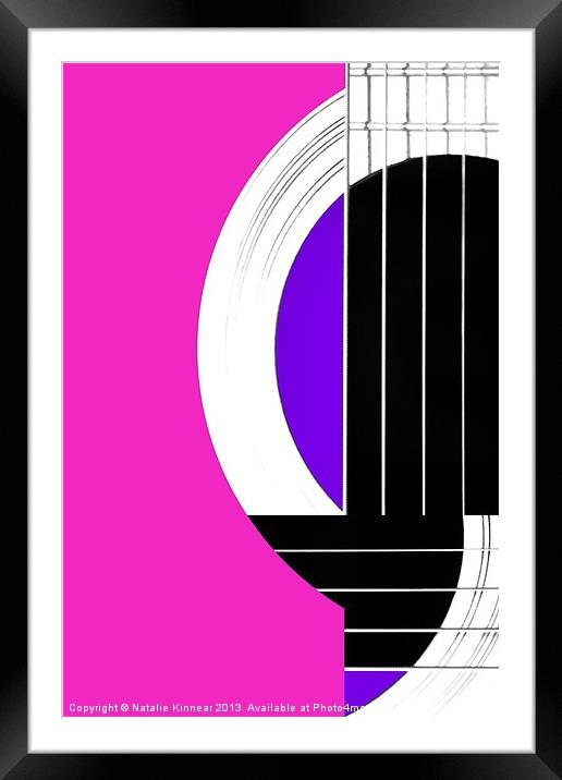 Geometric Guitar Abstract in Pink and Purple Framed Mounted Print by Natalie Kinnear