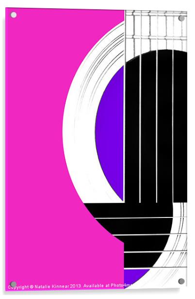 Geometric Guitar Abstract in Pink and Purple Acrylic by Natalie Kinnear