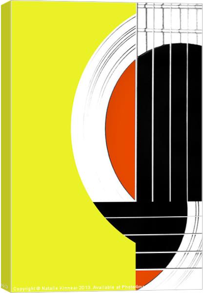 Geometric Guitar Abstract in Yellow and Orange Canvas Print by Natalie Kinnear