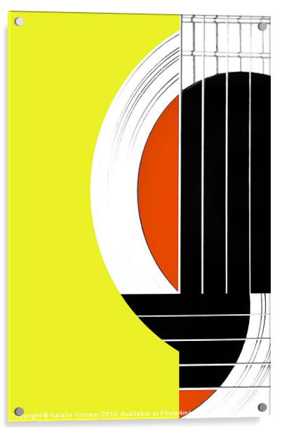 Geometric Guitar Abstract in Yellow and Orange Acrylic by Natalie Kinnear