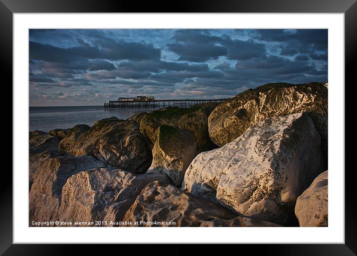 Hastings beach early morning Framed Mounted Print by steve akerman