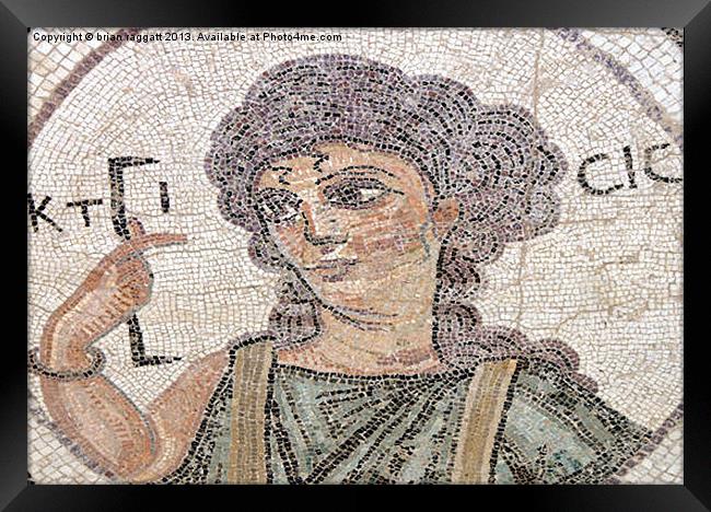 Roman Mosaic Paphos Cyprus Detail Framed Print by Brian  Raggatt
