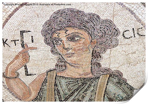 Roman Mosaic Paphos Cyprus Detail Print by Brian  Raggatt