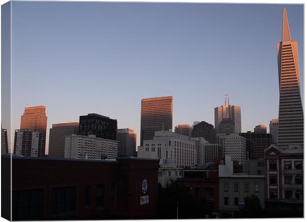 Sunset on the Trans America Pyramid Canvas Print by Victoria  Callaghan