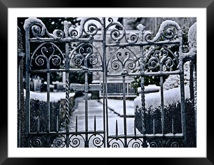 Snowy Church Gate Framed Mounted Print by Simon West