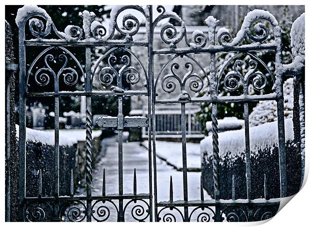 Snowy Church Gate Print by Simon West