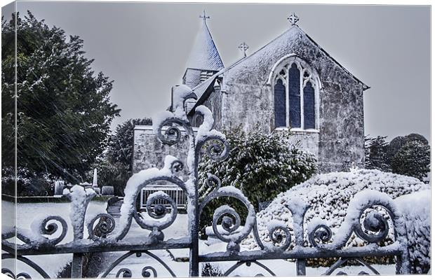 Snowy Church Canvas Print by Simon West