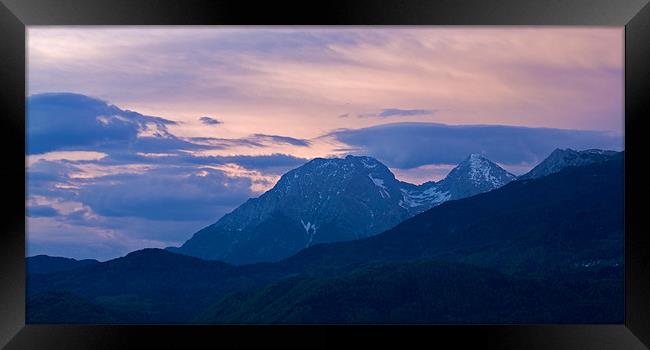 Kamnik Alps at sunset Framed Print by Ian Middleton