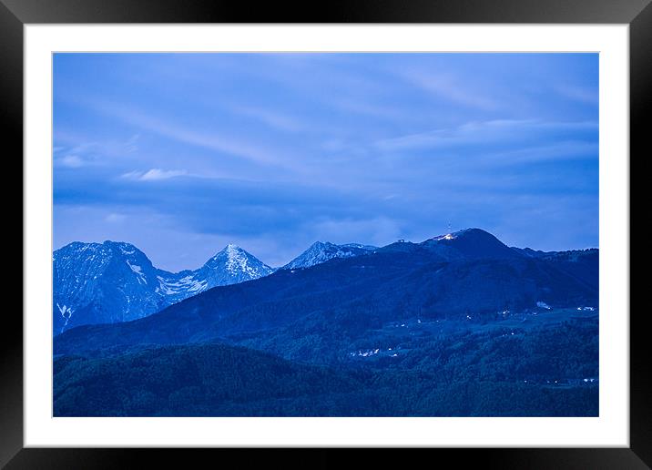 Krvavec and the Kamnik Alps at dusk Framed Mounted Print by Ian Middleton