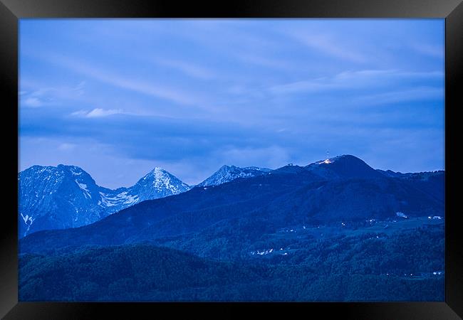 Krvavec and the Kamnik Alps at dusk Framed Print by Ian Middleton