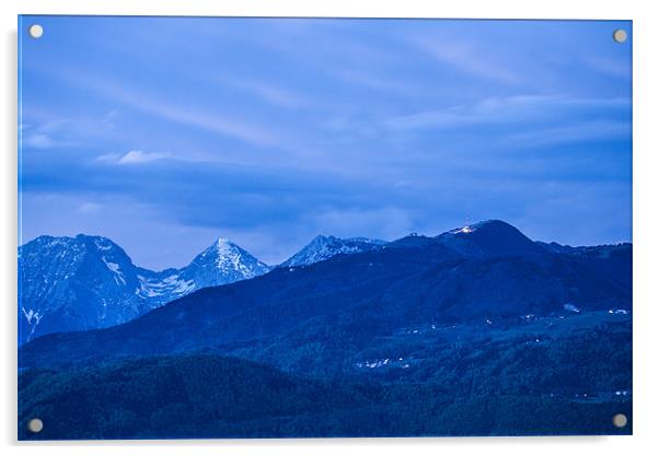 Krvavec and the Kamnik Alps at dusk Acrylic by Ian Middleton