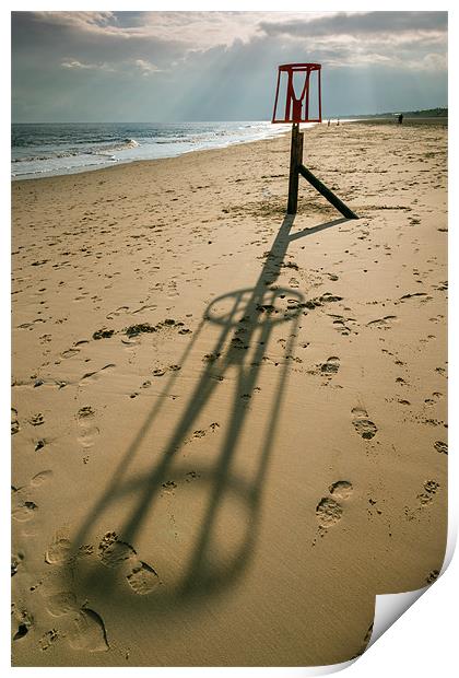 Beacon on Gorleston Beach Print by Stephen Mole