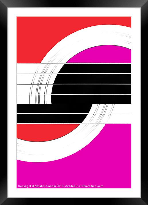 Geometric Guitar Abstract II in Red and Pink Framed Mounted Print by Natalie Kinnear