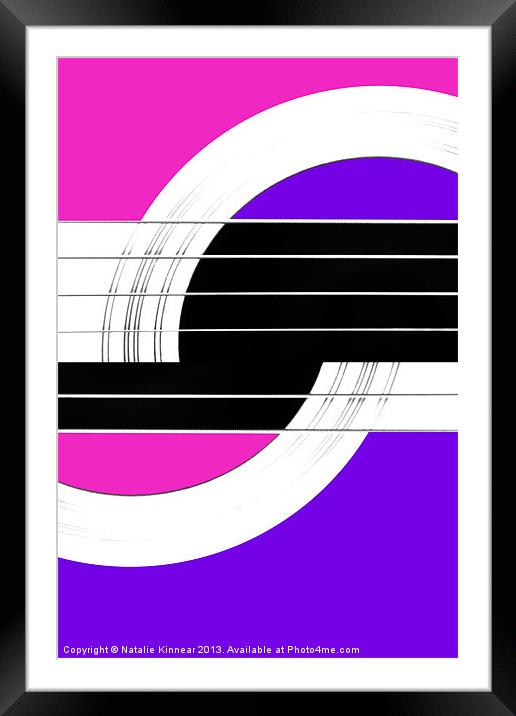 Geometric Guitar Abstract II in Pink and Purple Framed Mounted Print by Natalie Kinnear