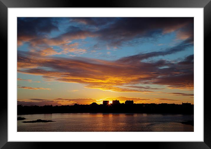 Trearddur bay Sunrise with the sun rising over Sno Framed Mounted Print by Gail Johnson