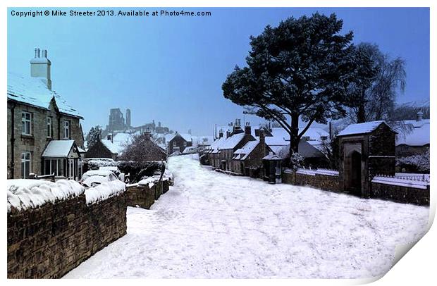 Snowy Corfe Print by Mike Streeter