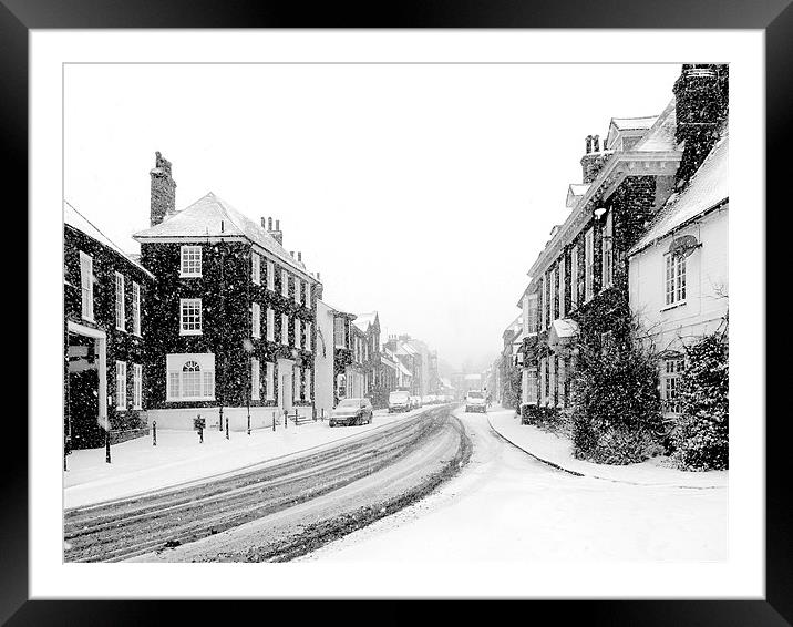 Snowy street scene Framed Mounted Print by Oxon Images