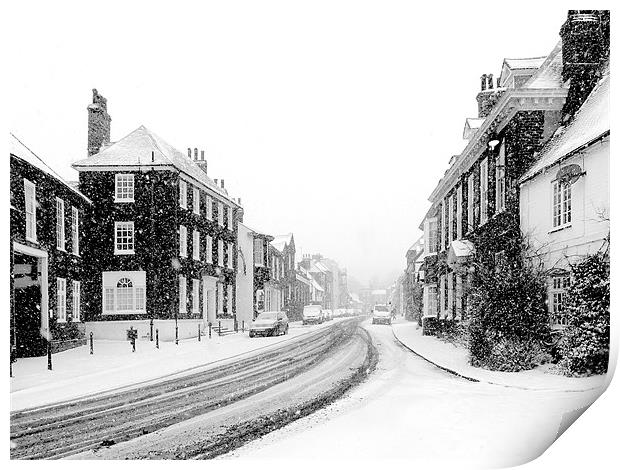 Snowy street scene Print by Oxon Images