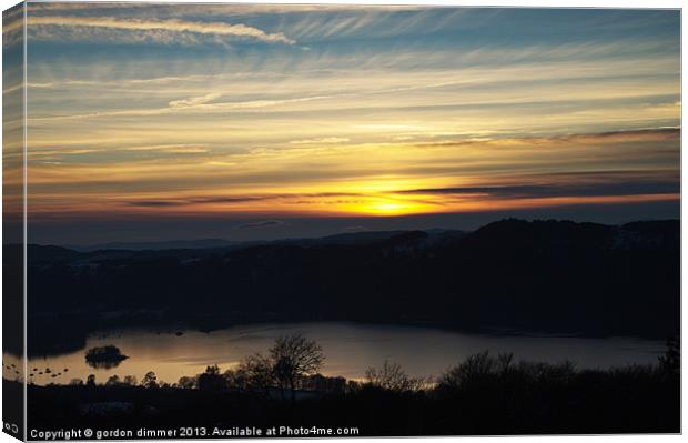 Windermere Sunset from Orrest Head Canvas Print by Gordon Dimmer