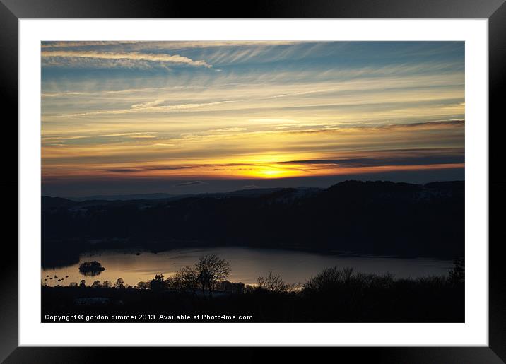 Windermere Sunset from Orrest Head Framed Mounted Print by Gordon Dimmer