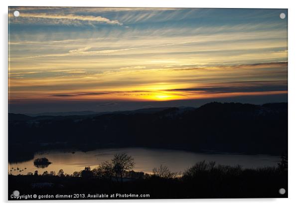 Windermere Sunset from Orrest Head Acrylic by Gordon Dimmer