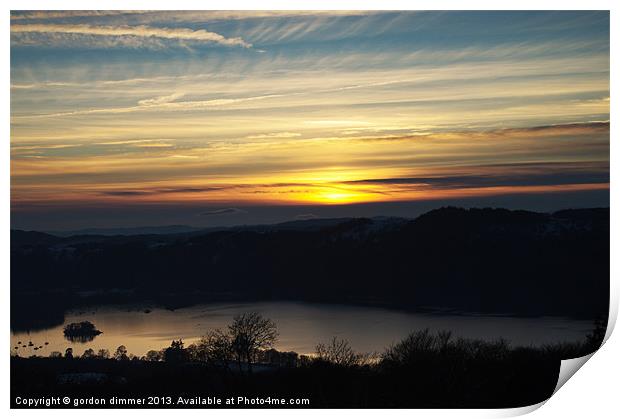Windermere Sunset from Orrest Head Print by Gordon Dimmer