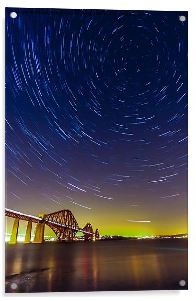 Forth Bridge Star Trails Acrylic by Adrian Maricic