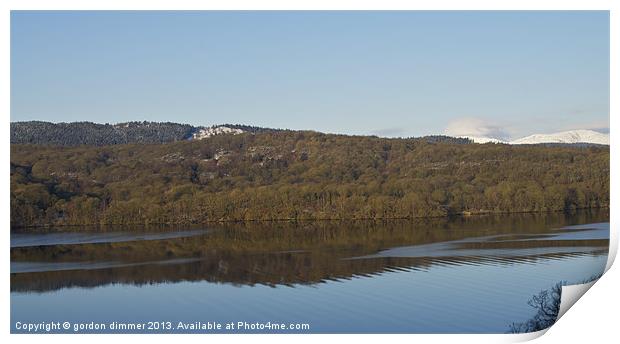 reflections on a beautiful lake Print by Gordon Dimmer