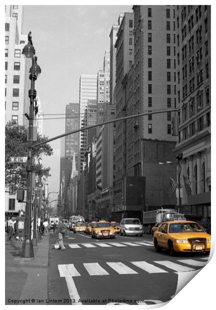 Taxi to 5th Avenue Print by Ian Lintern