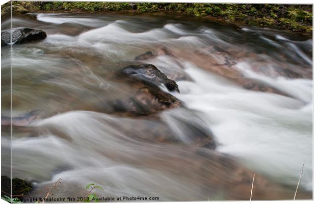 FAST FLOWING WATER Canvas Print by malcolm fish