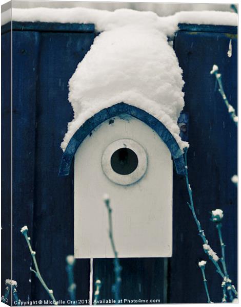 Little Blue Bird House Canvas Print by Michelle Orai