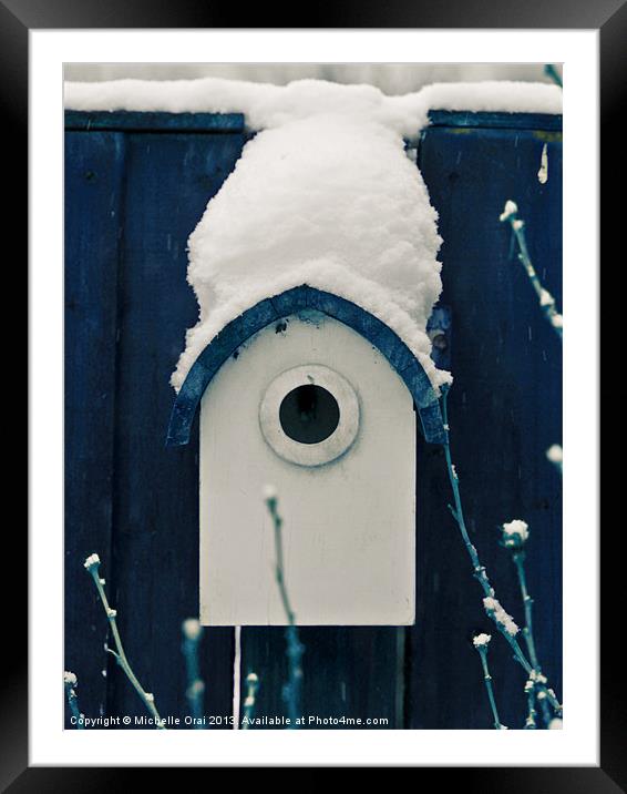 Little Blue Bird House Framed Mounted Print by Michelle Orai