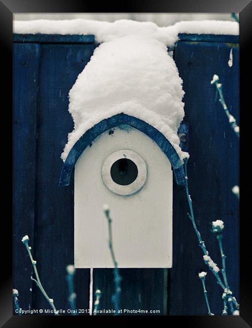 Little Blue Bird House Framed Print by Michelle Orai