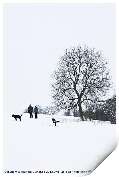 A walk in the snow Print by Graham Custance