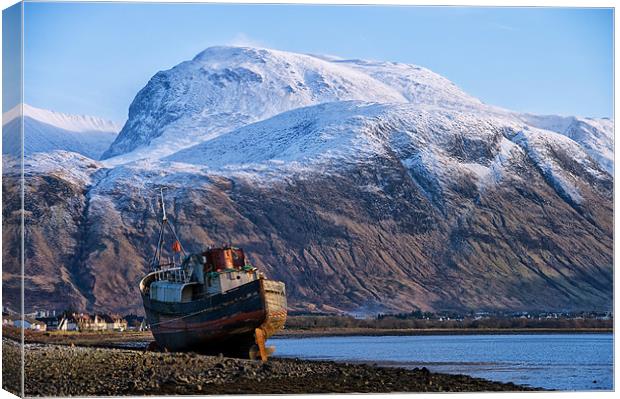 Ben Nevis and Boat Canvas Print by Jacqi Elmslie