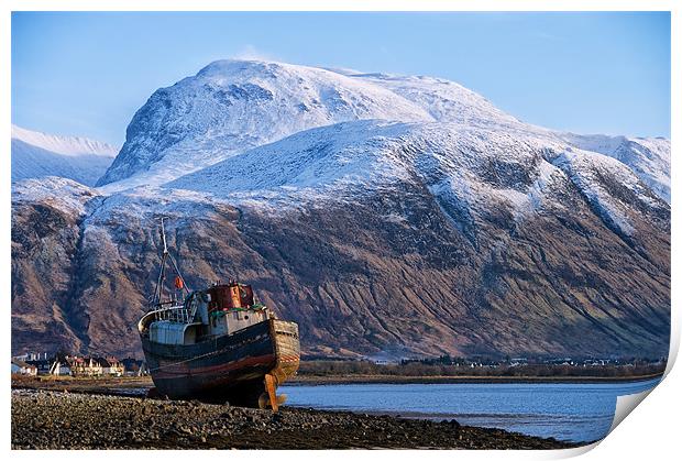 Ben Nevis and Boat Print by Jacqi Elmslie