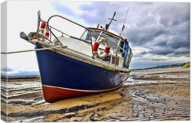 Estuary Boat at Low Tide Canvas Print by Andy Anderson