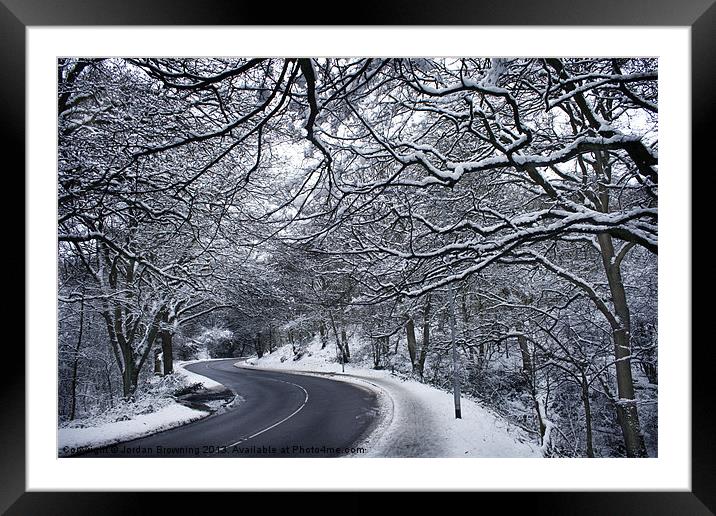Mousehold heath winter road England Framed Mounted Print by Jordan Browning Photo