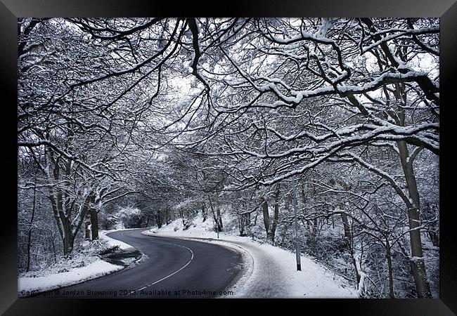 Mousehold heath winter road England Framed Print by Jordan Browning Photo