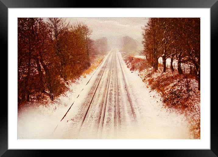 snow on the tracks. Framed Mounted Print by Dawn Cox