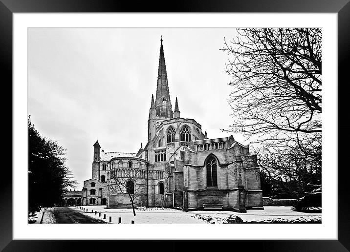 Snowy Norwich Cathedral Framed Mounted Print by Paul Macro