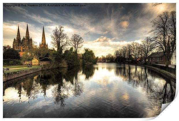 Reflections over Lichfield Print by Rob Hawkins
