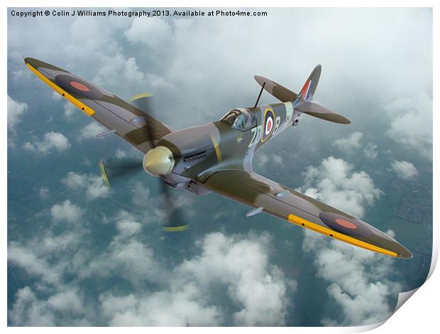 Spitfire In The Clouds 1 Print by Colin Williams Photography