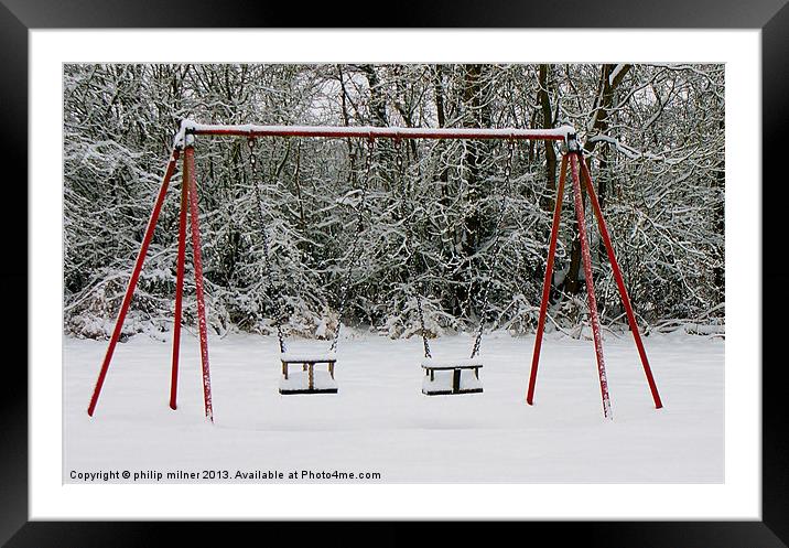 Swinging Into Winter Framed Mounted Print by philip milner