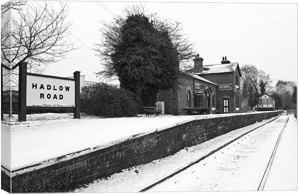 Snowy Hadlow Road railway station Canvas Print by Paul Farrell Photography